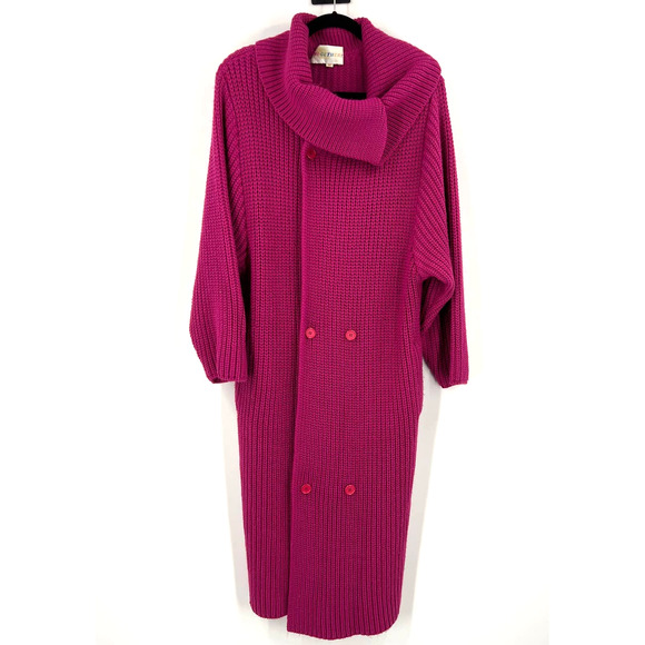 Vintage Together! Chunky Long Knit Sweater Cowl Neck Button Women 40 Medium - Picture 1 of 15